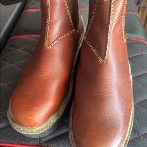 Men's Brown Leather Pull-On Work Boots